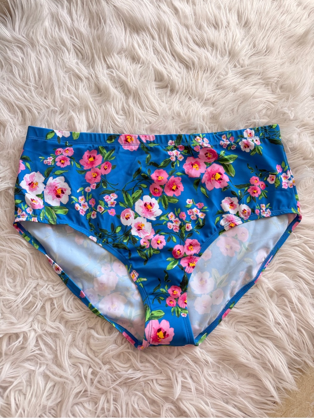 New Bridgehampton Blue Floral High-Waist Bikini Bottoms Size 14